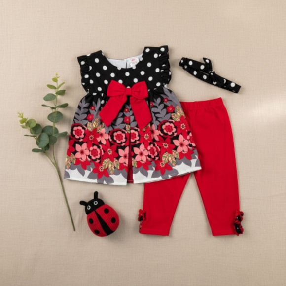 New Laura Ashley Baby Girl Outfit set Top Leggings Size 12 months - Picture 1 of 3